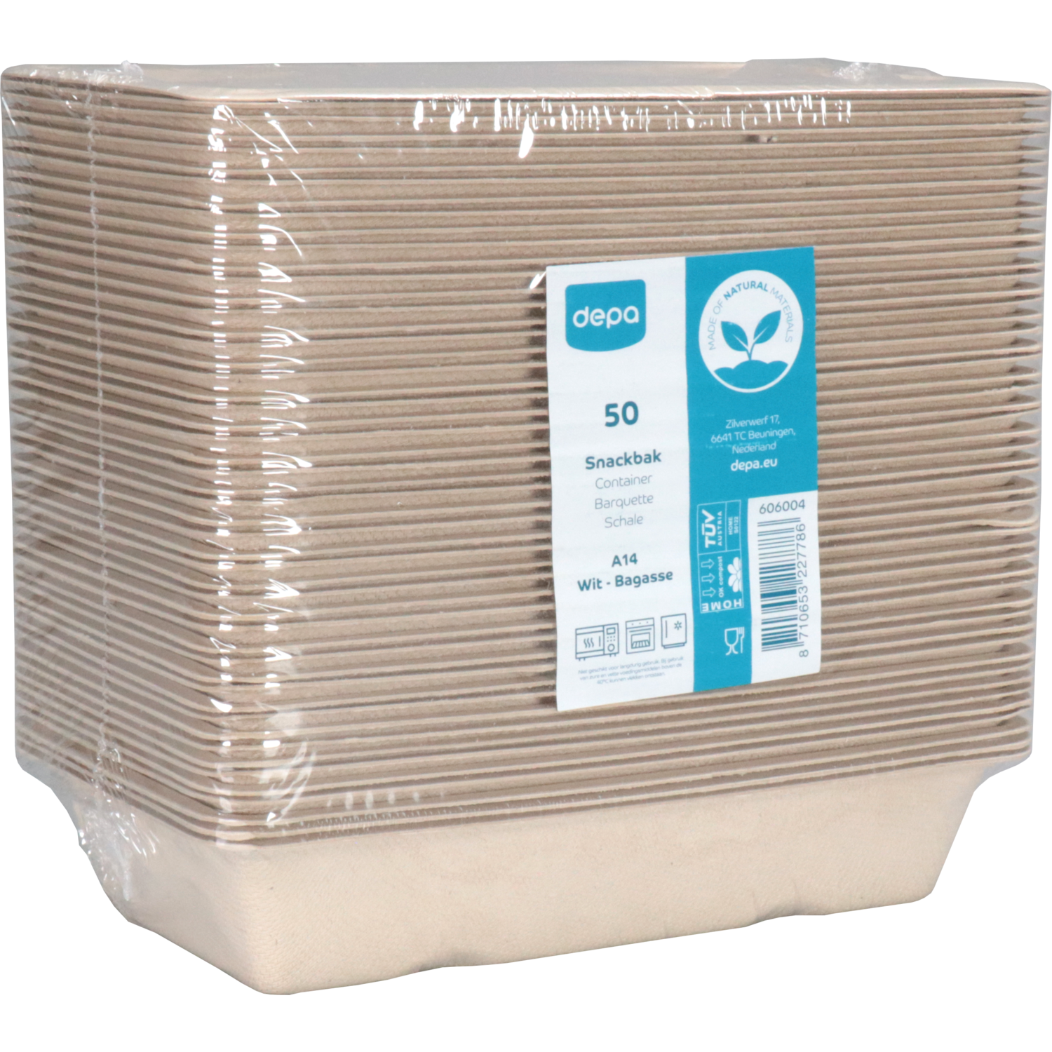 Depa Bak, Bagasse (suikerrietpulp), A14, snackbak, 190x118x36mm, naturel 4