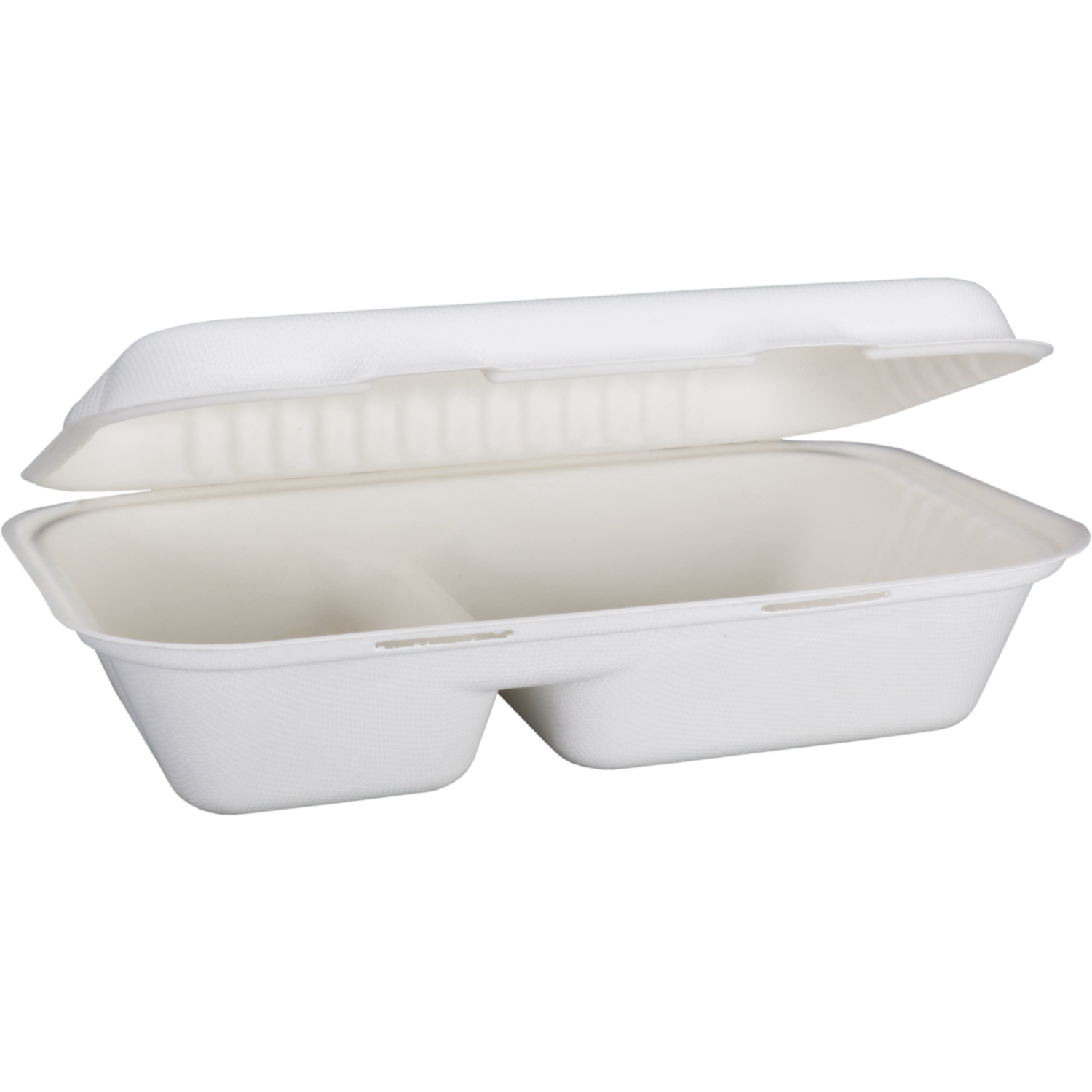 Depa Bak, Bagasse (suikerrietpulp), 2-vaks, 1000ml, maaltijdbox, 25x16x6cm, wit 2