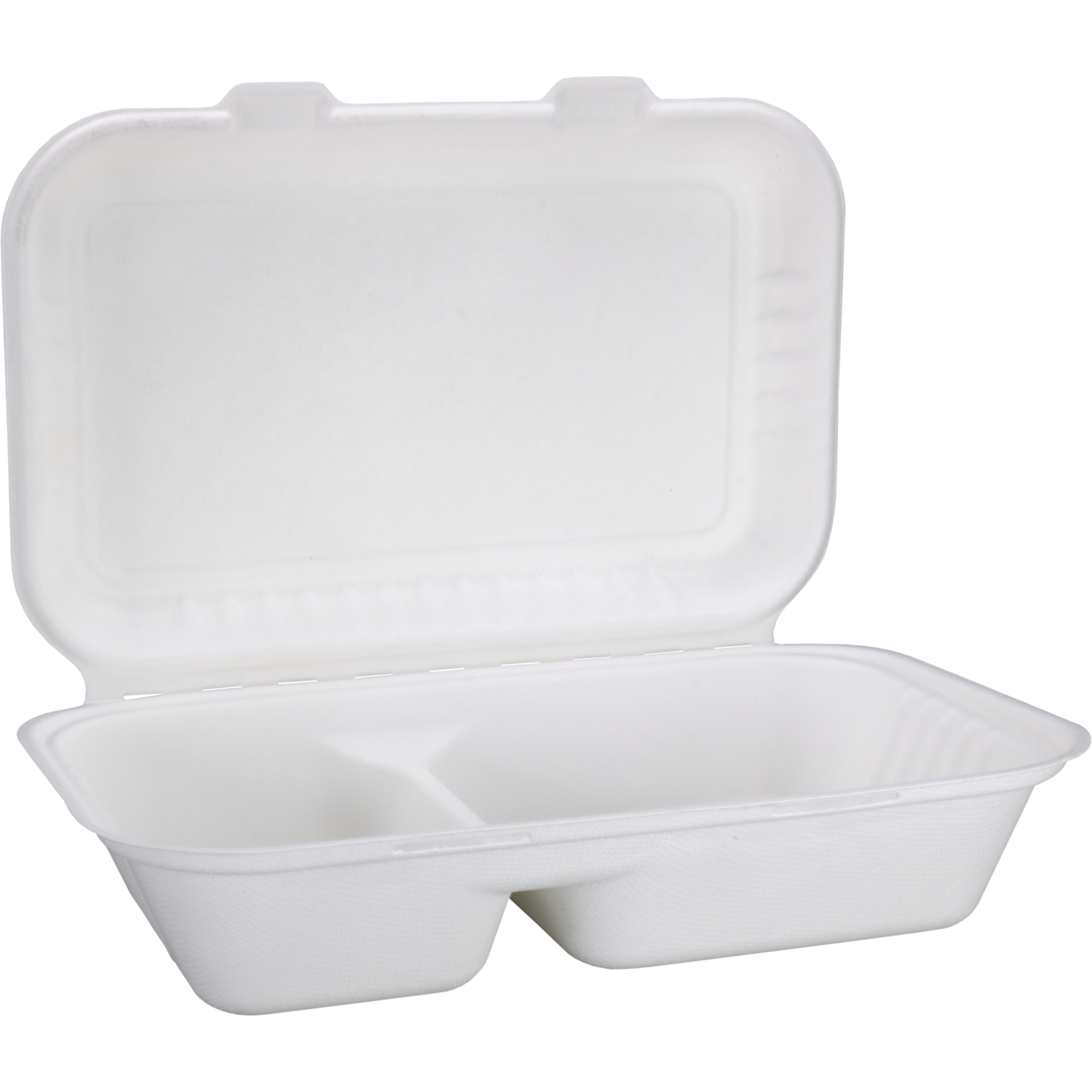Depa Bak, Bagasse (suikerrietpulp), 2-vaks, 1000ml, maaltijdbox, 25x16x6cm, wit 3