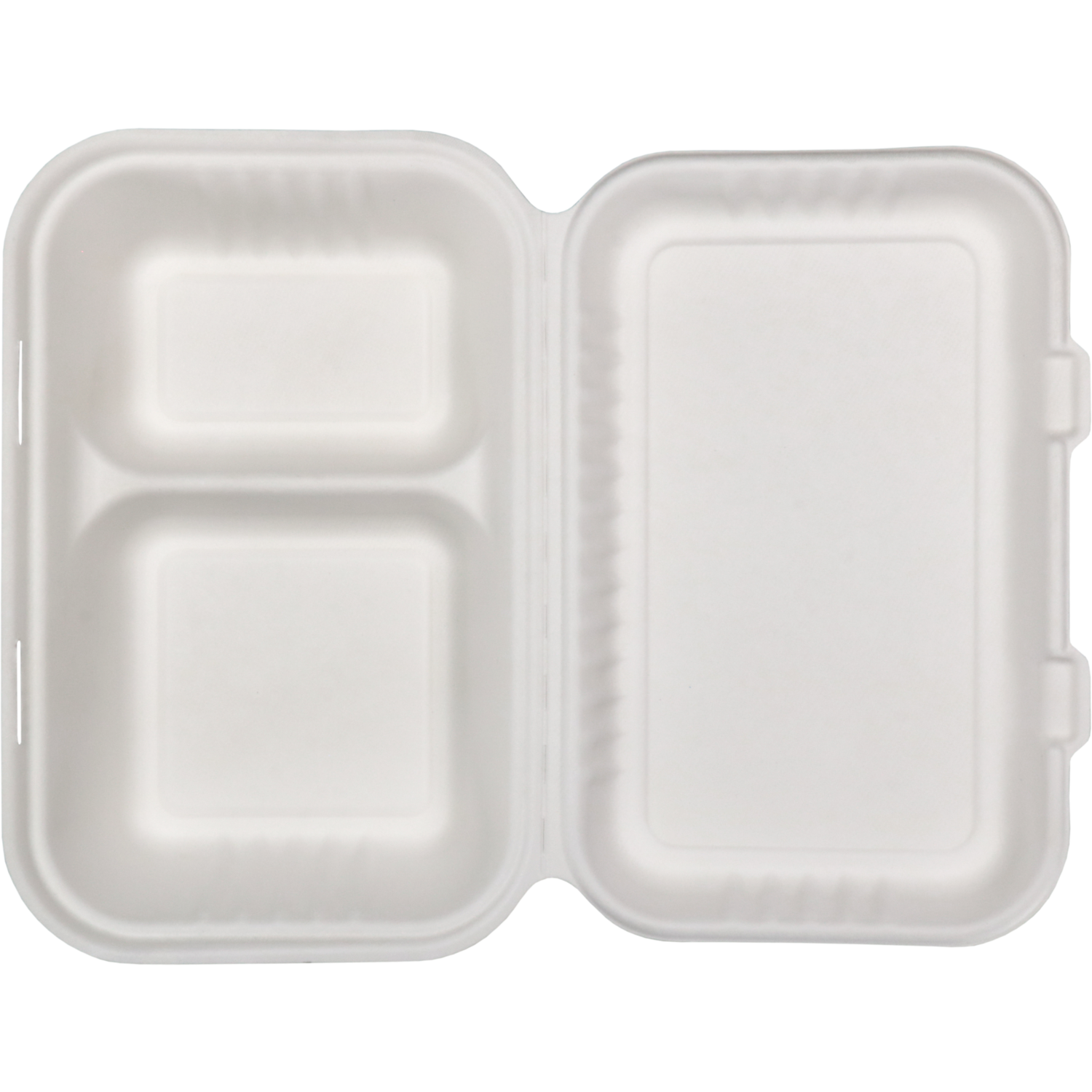 Depa Bak, Bagasse (suikerrietpulp), 2-vaks, 1000ml, maaltijdbox, 25x16x6cm, wit 4