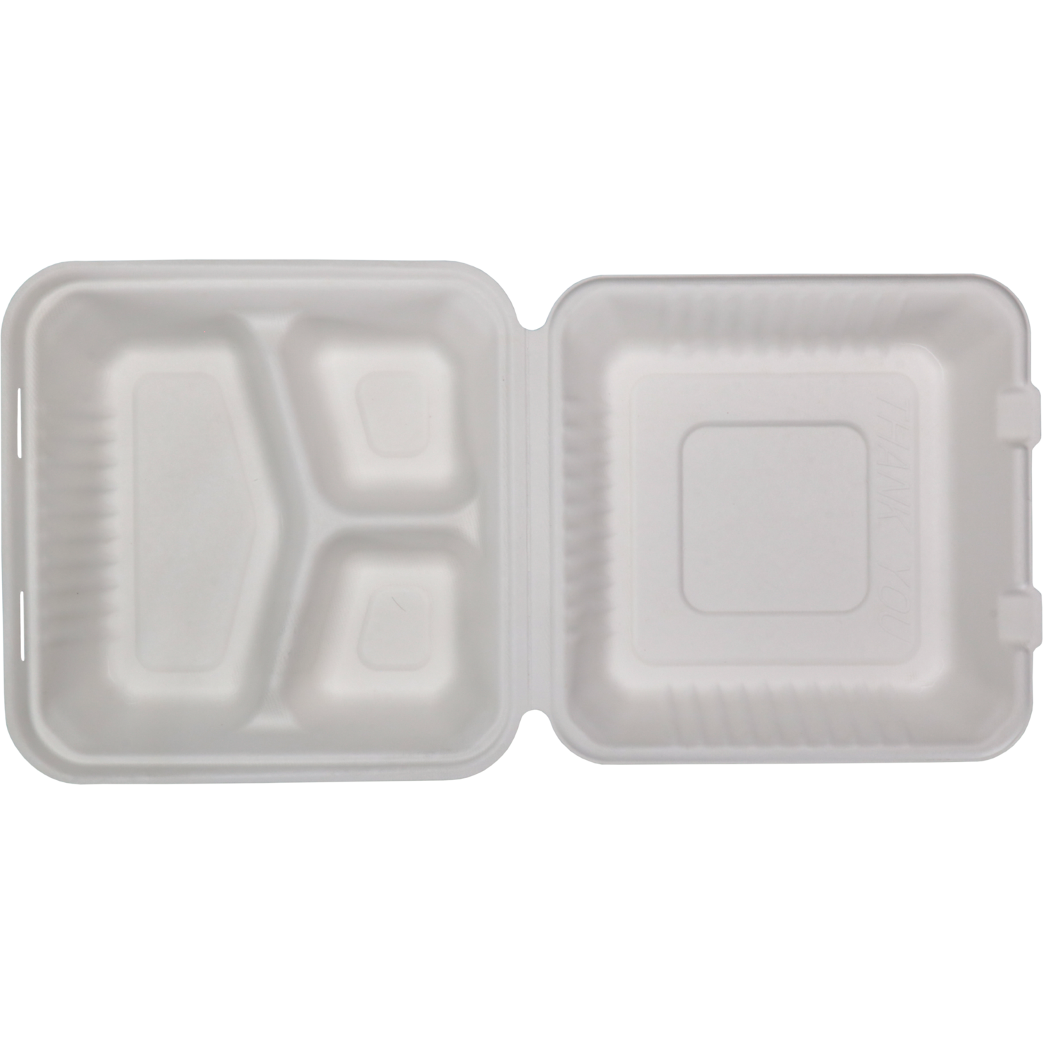 Depa Bak, Bagasse (suikerrietpulp), 3-vaks, 1200ml, maaltijdbox, 23x23x7.8cm, wit 4