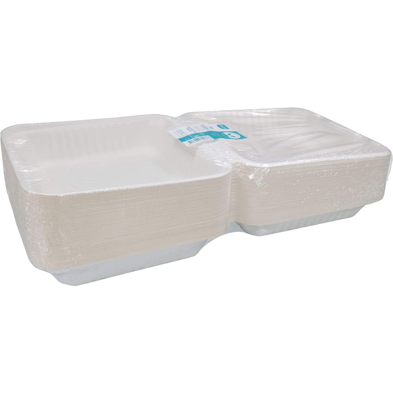 Depa Bak, Bagasse (suikerrietpulp), 1200ml, maaltijdbox, 23x23x7.8cm, wit 6
