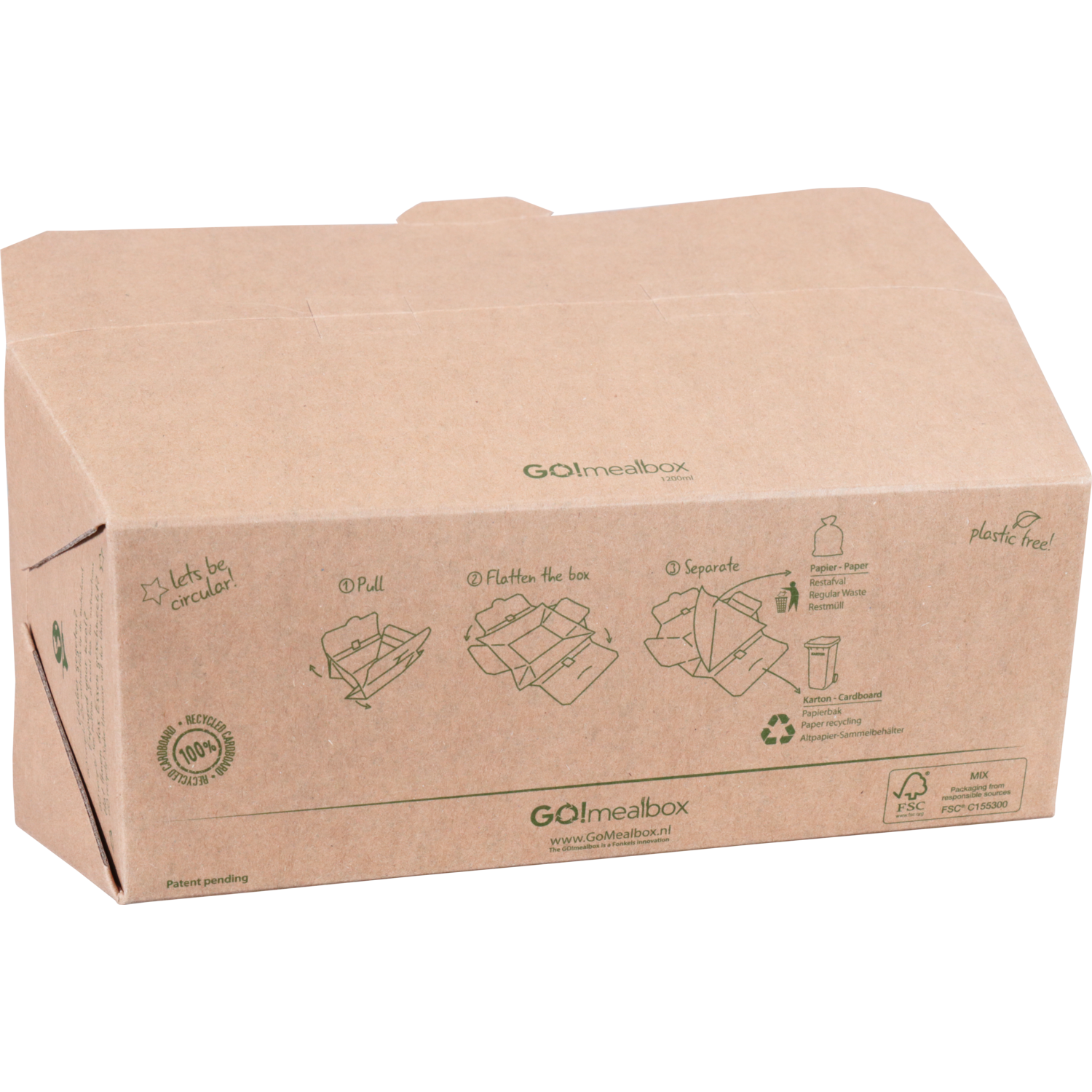 Fonkels Go!Mealbox, 1200ml, 21x10x7.5cm, karton, bruin 5