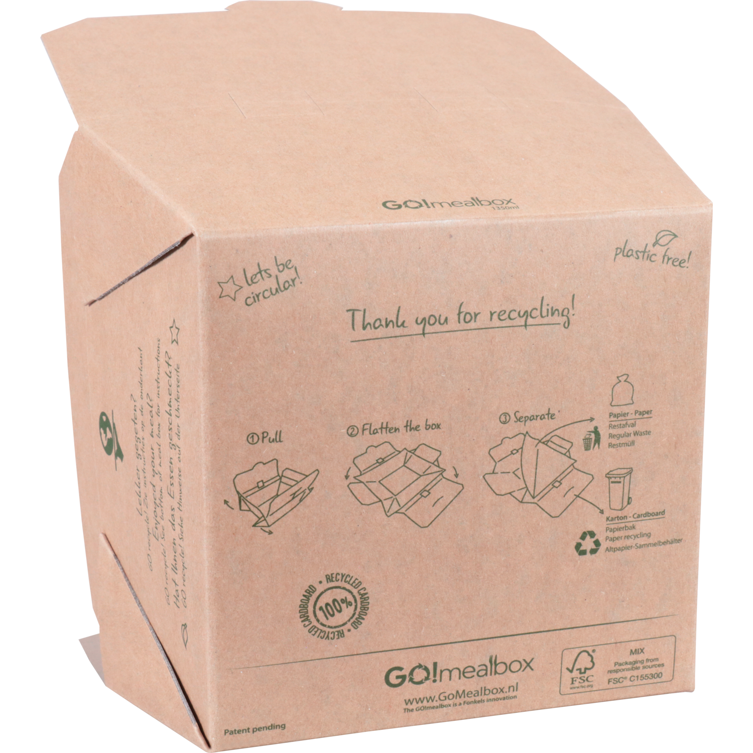 Fonkels Go!Mealbox, 1350ml, 15x15x7.5cm, karton, bruin 5