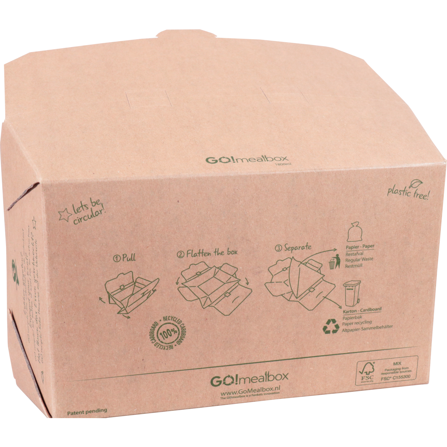 Fonkels Go!Mealbox, 1800ml, 21x14x7.5cm, karton, bruin 5