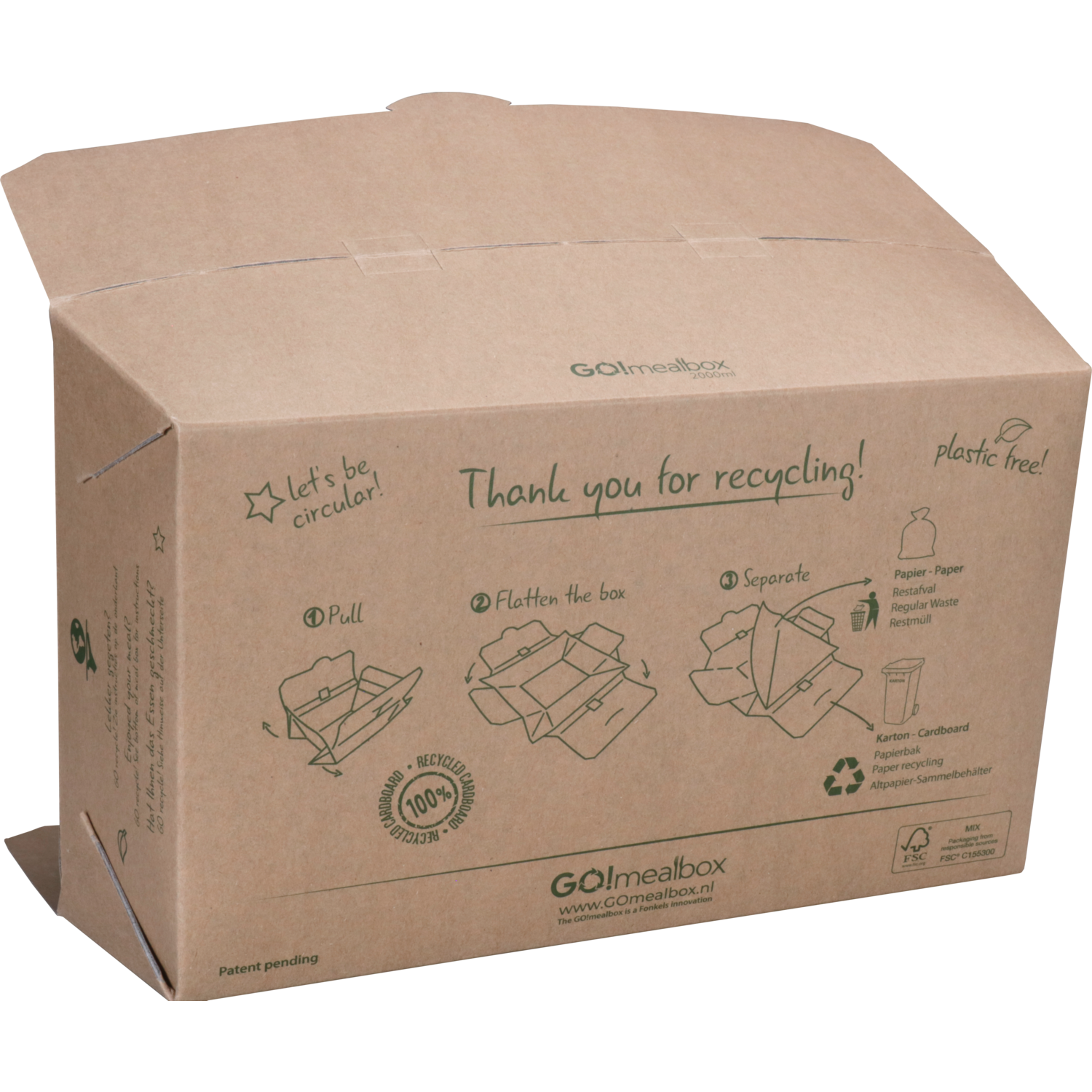 Fonkels Go!Mealbox, 2000ml, 23x14x7.4cm, karton, bruin 5