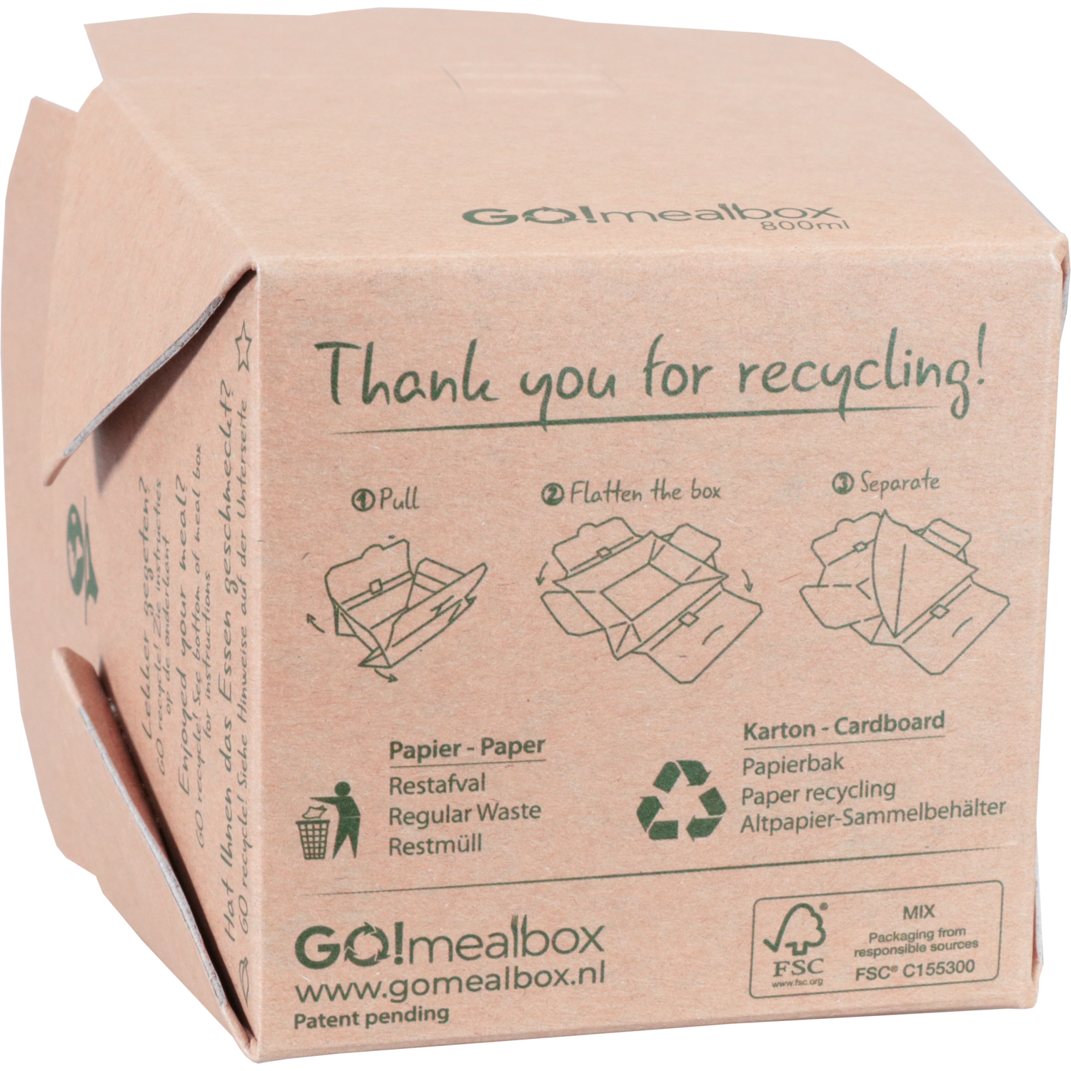Fonkels Go!Mealbox, 800ml, 8.5x8.5x8.6cm, karton, bruin 5