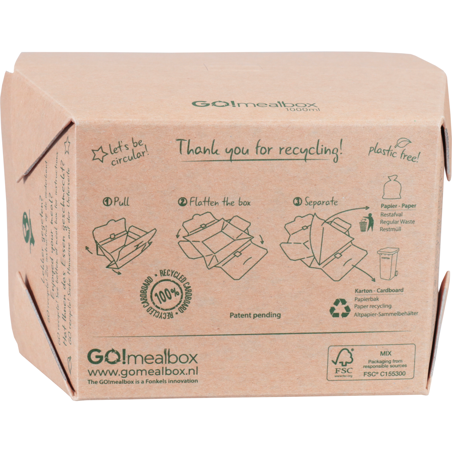 Go!Mealbox, 1000ml, 11.5x9x7.5cm, karton, bruin 5