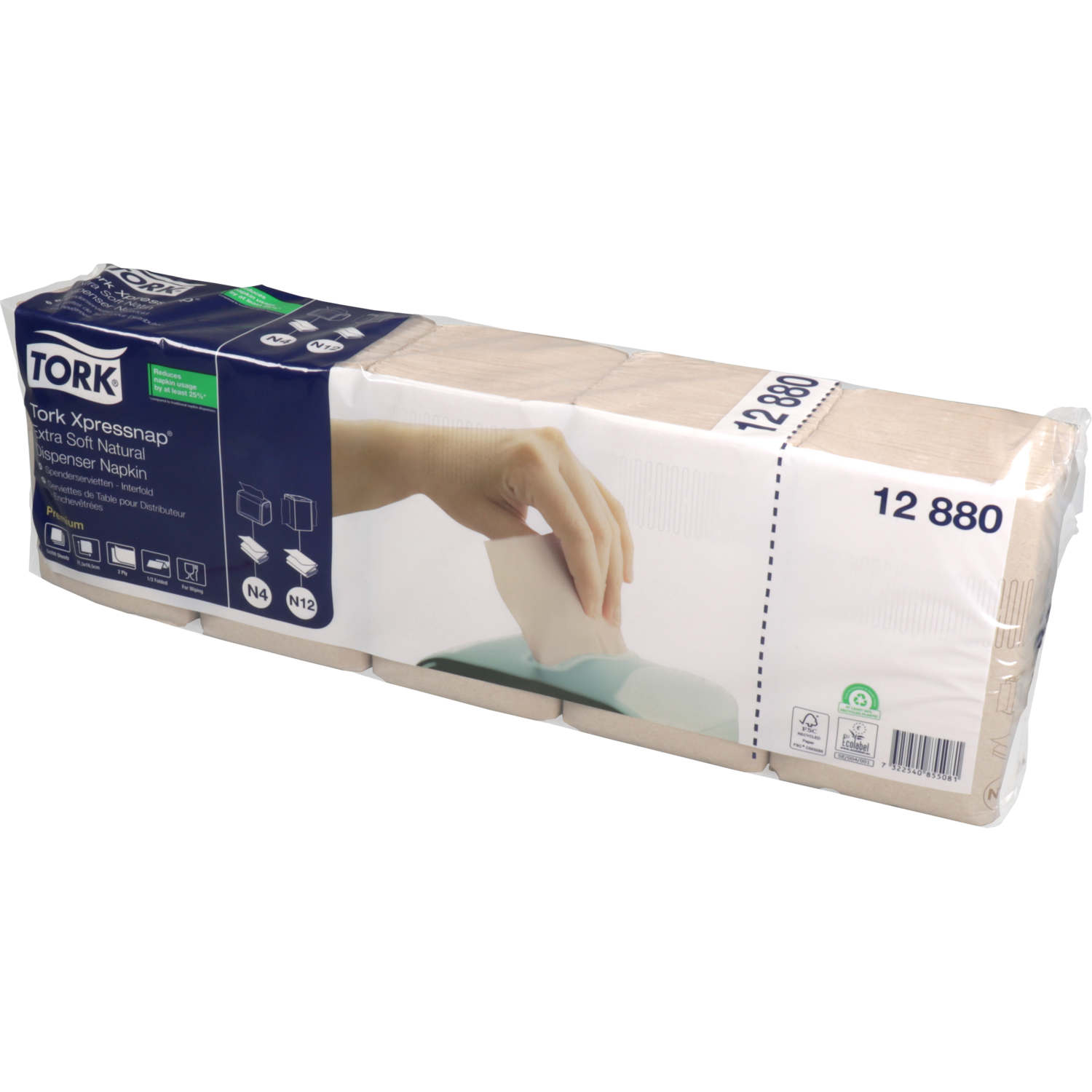 Servet, dispenserservet, 1/4 vouw, 2-laags, 21.3x16.5cm, papier, naturel 4