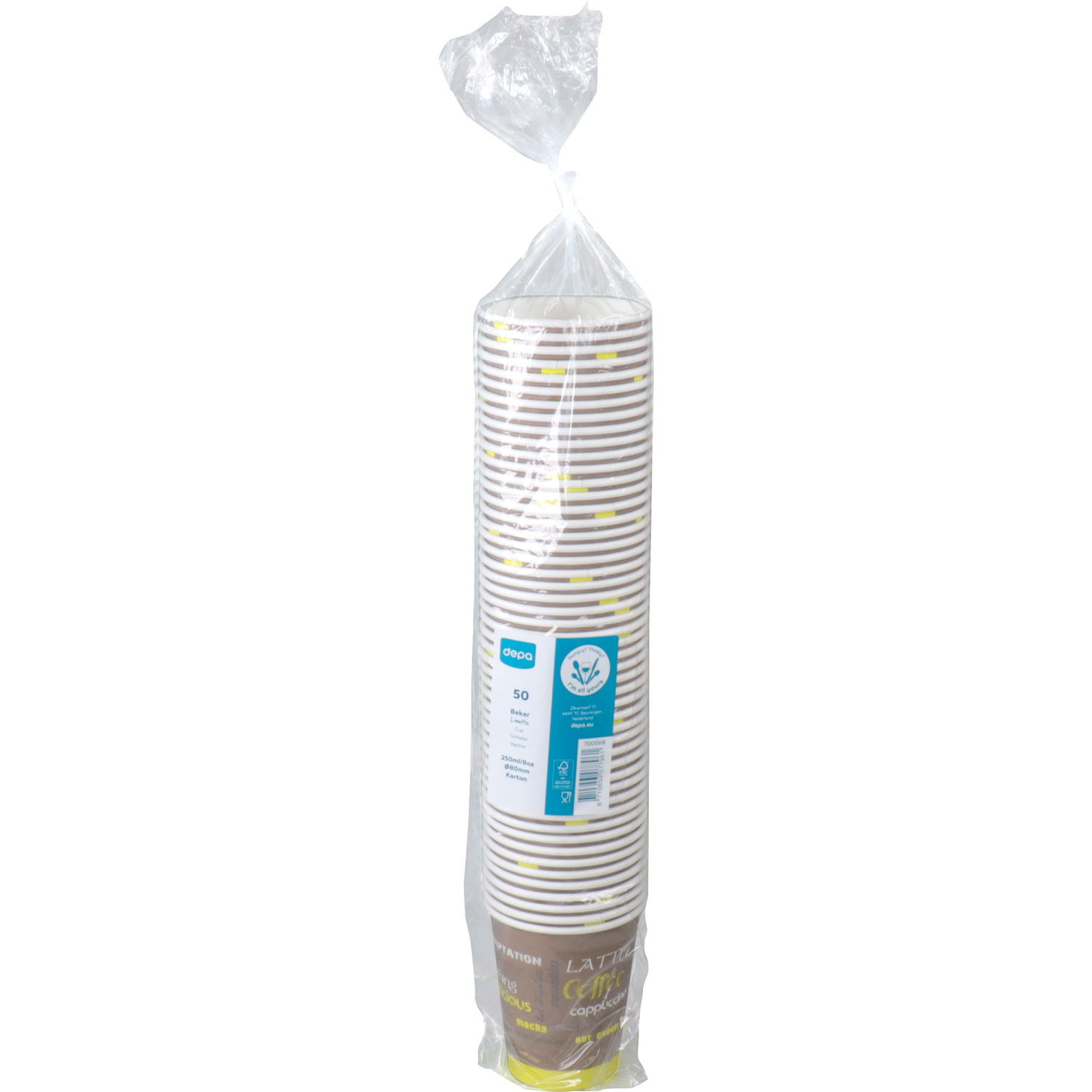 Depa, Koffiebeker, Limetta, Karton + PE, 250ml, 8oz, Ø80mm,  2