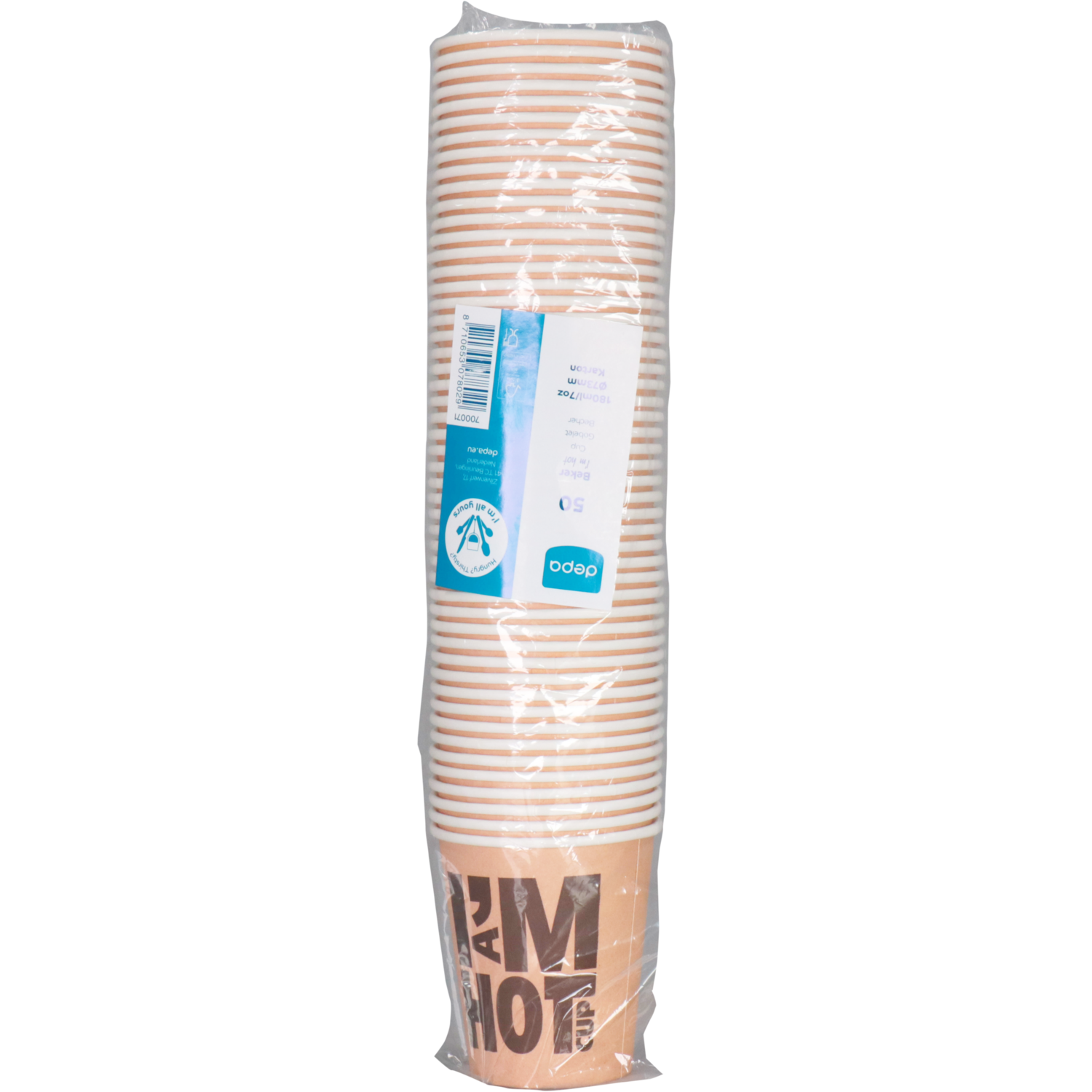 Depa, Koffiebeker, I´M a HOT cup, Karton + PE, 180ml, 7oz, Ø73mm,  2