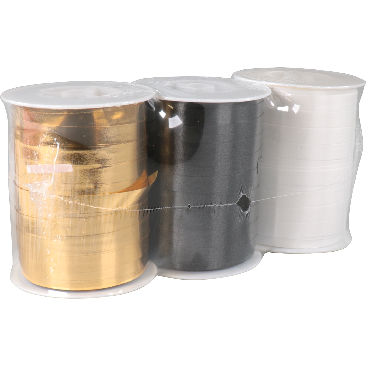 Lint, 10mm, 250m, PP, zwart/wit/goud 2