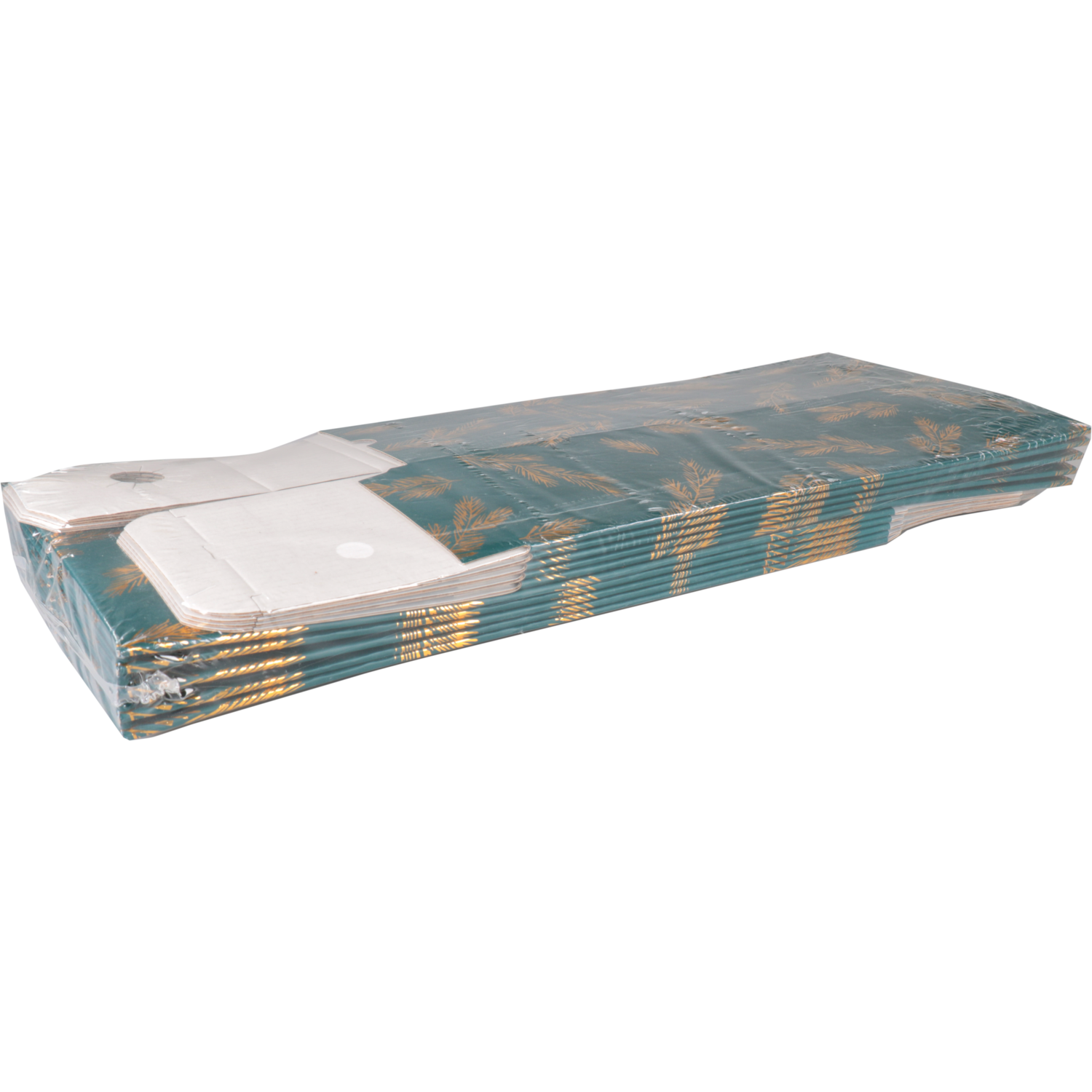  Flesdoos, Dennentakjes, karton + PE, 1 fles, 95x95x330mm, Kerstmis, groen/goud 3