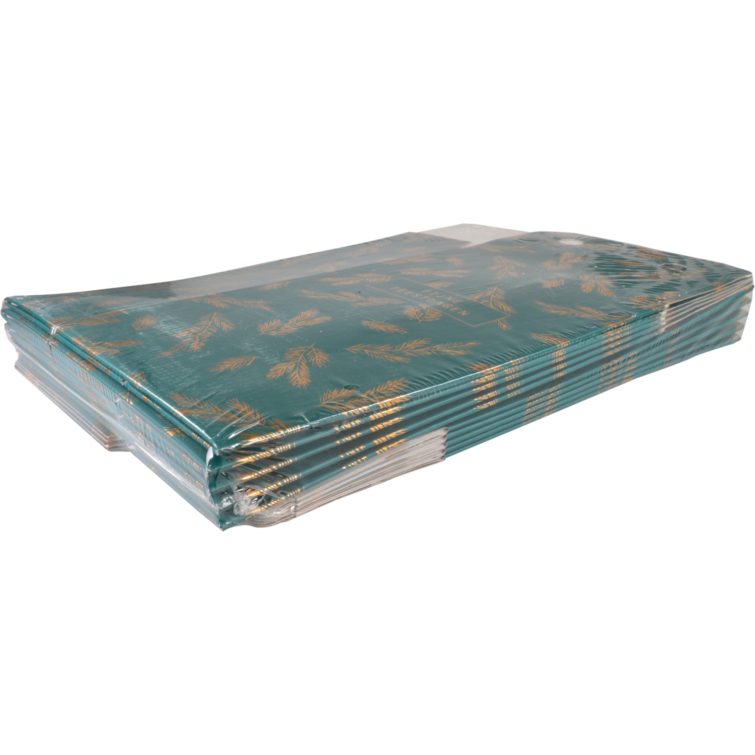  Flesdoos, Dennentakjes, karton + PE, 2 flessen, 190x95x330mm, Kerstmis, groen/goud 3