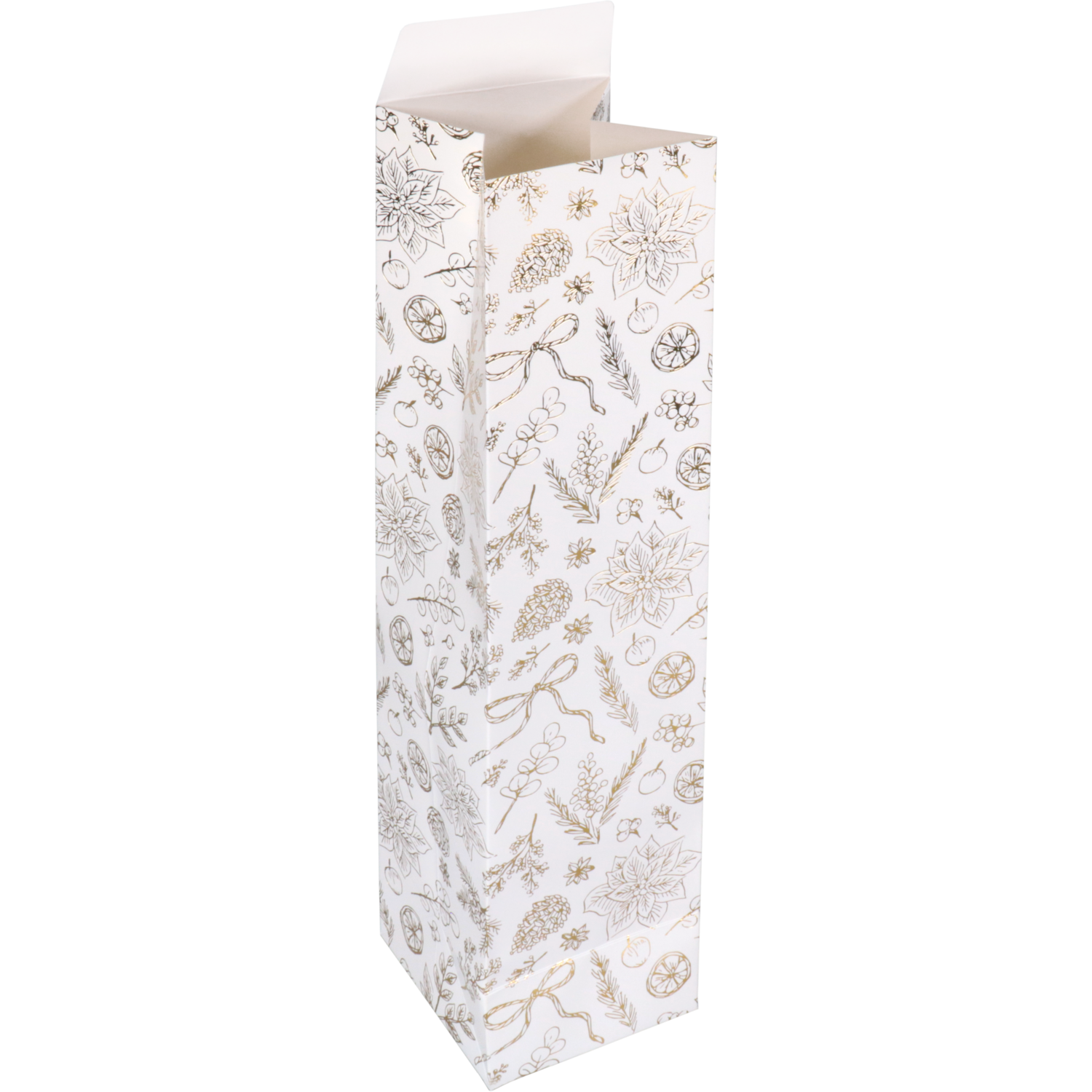 Fleszak, 9.5x41x9.5cm, Botanical, papier + PE, wit/goud 2