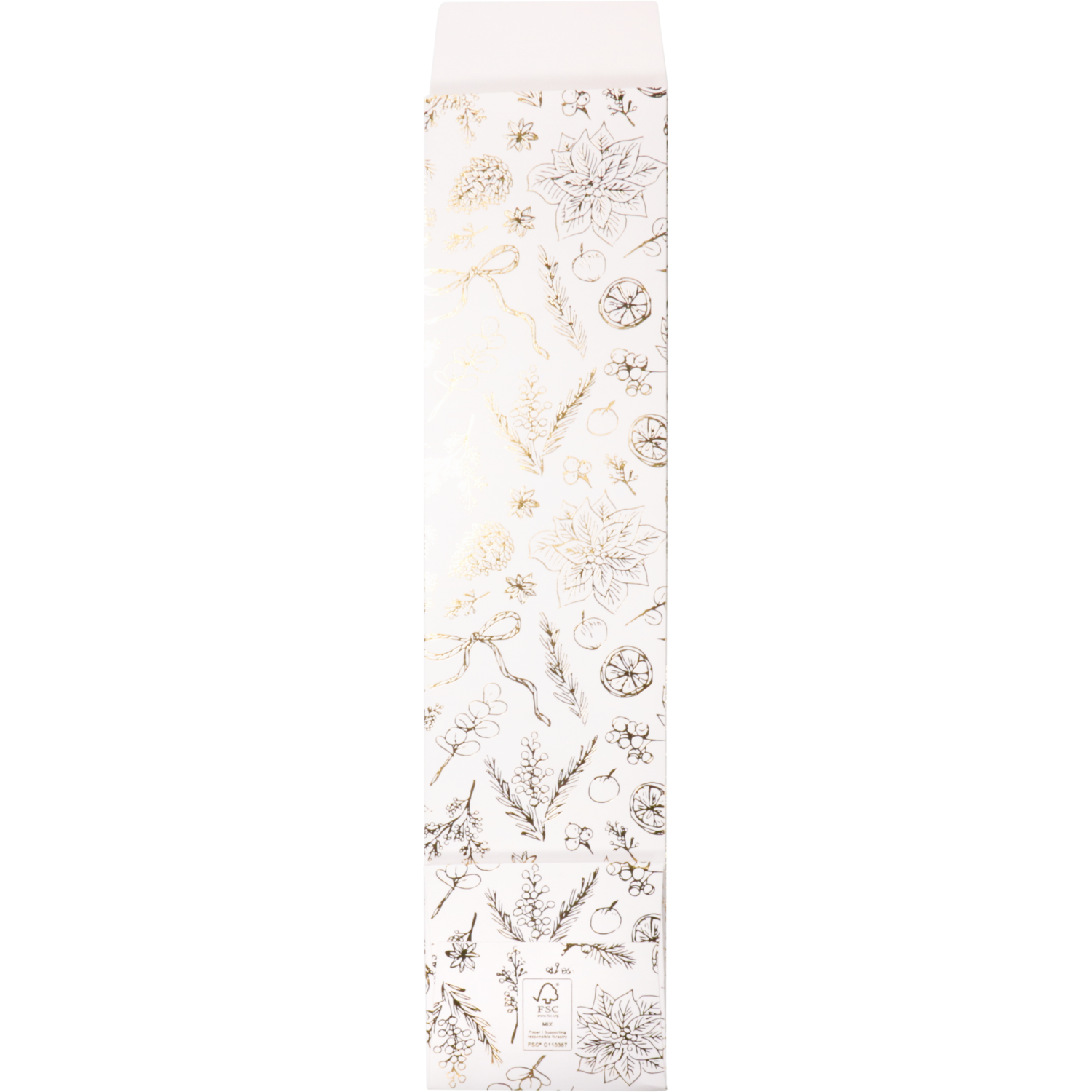 Fleszak, 9.5x41x9.5cm, Botanical, papier + PE, wit/goud 4
