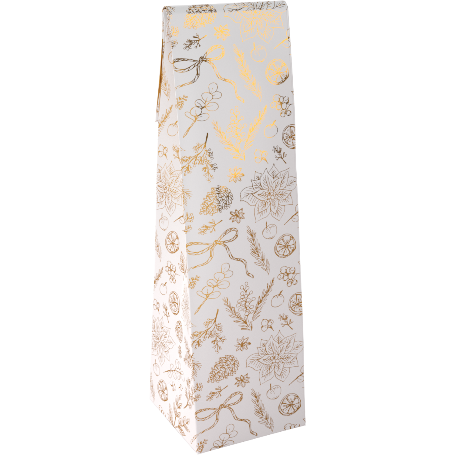 Fleszak, 9.5x41x9.5cm, Botanical, papier + PE, wit/goud 1