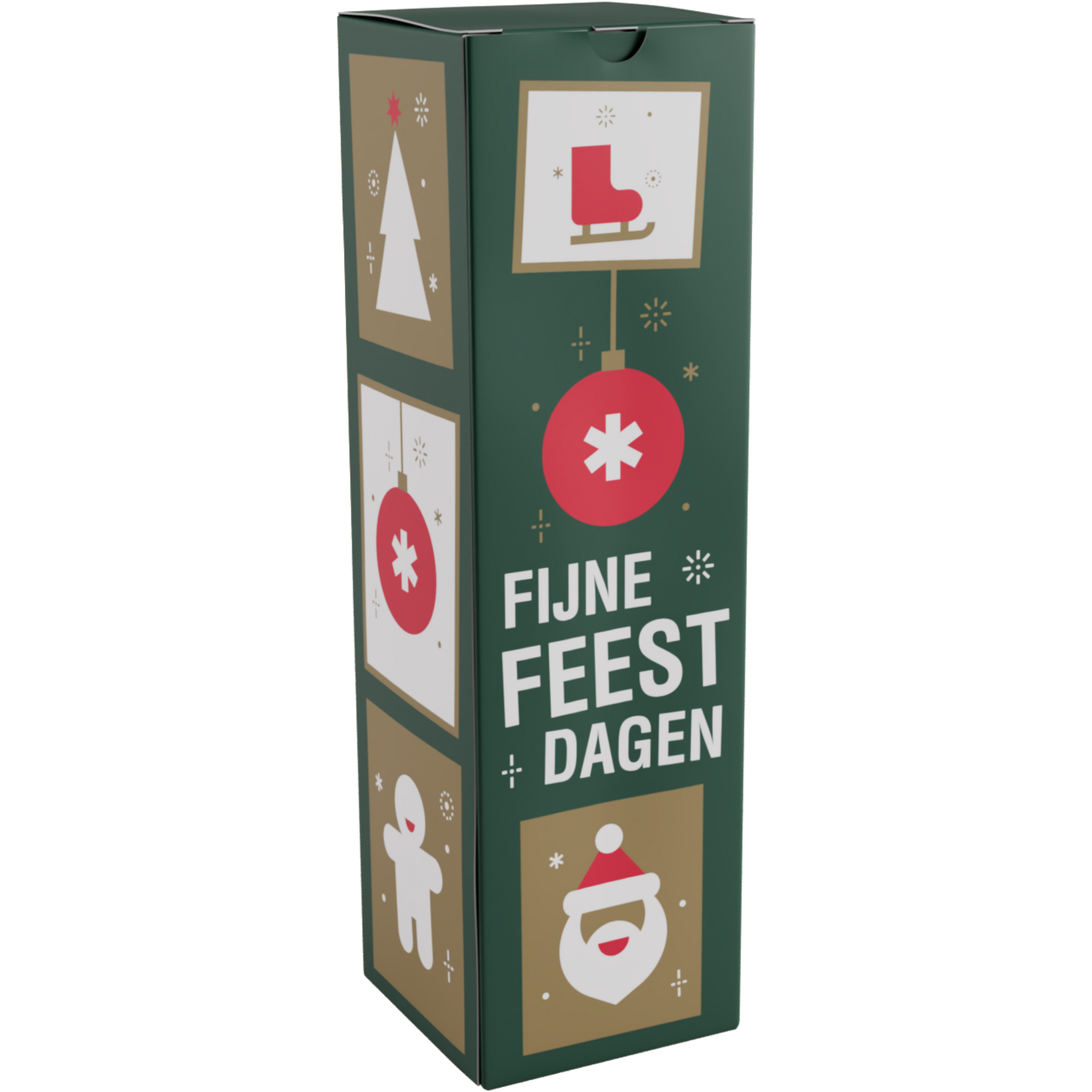  Flesdoos, Tegels, karton + PP, 1 fles, 330x95x95mm, Kerstmis,  1