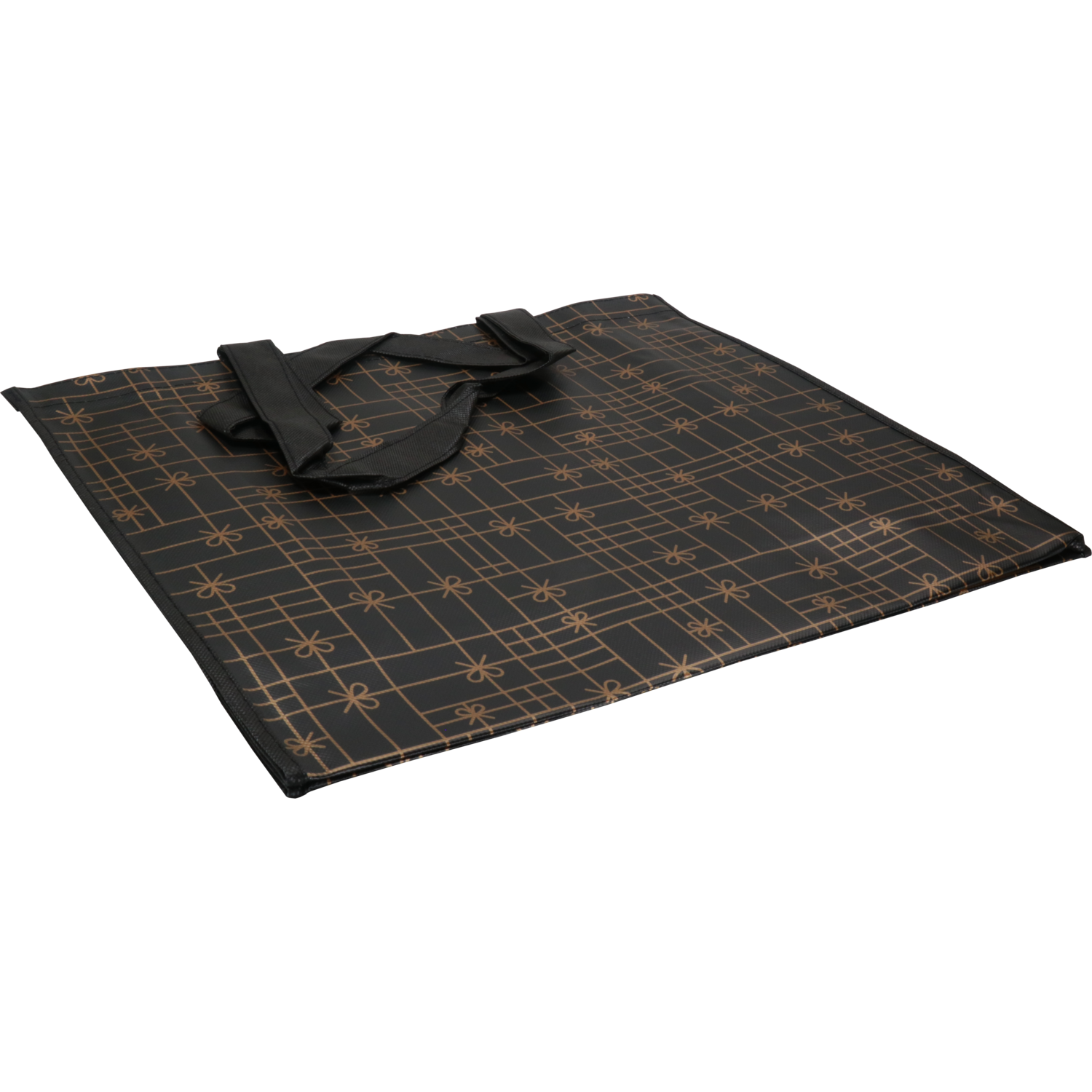 Shopper, PP, Strikken, 45x 15x36cm, zwart/goud 3