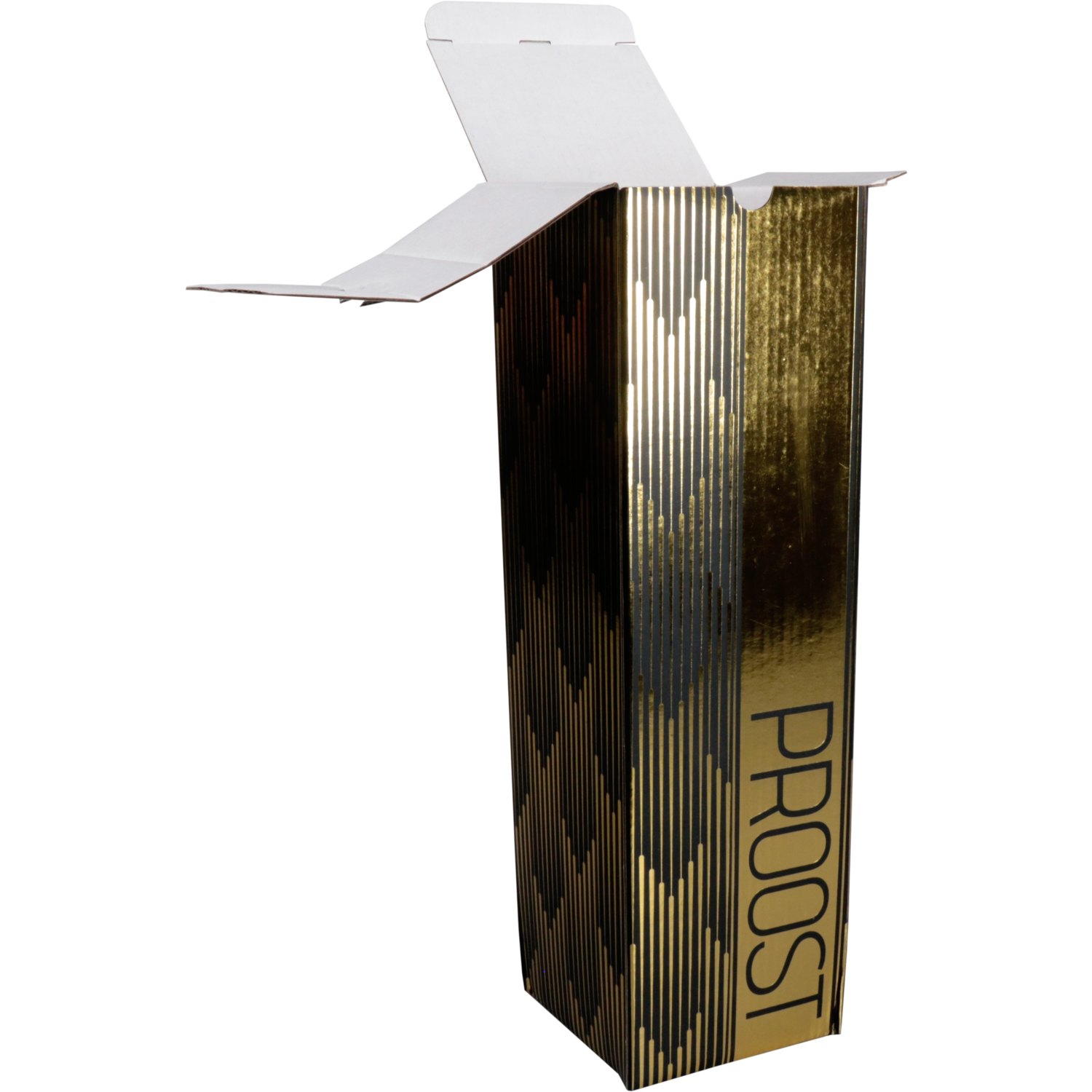  Flesdoos, Proost, kraftpapier + PE, 1 fles, 95x95x330mm, zwart/goud 2