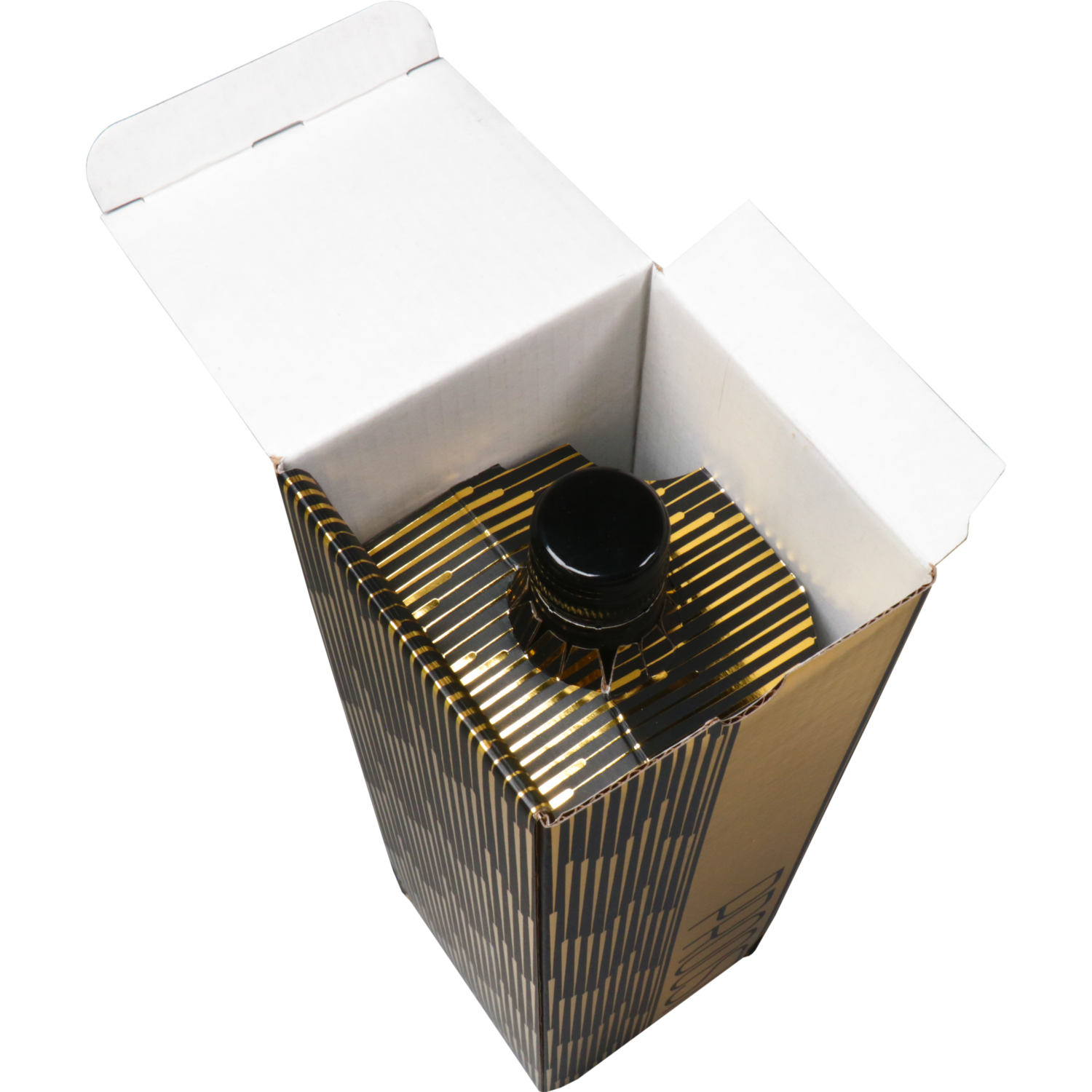  Flesdoos, Proost, kraftpapier + PE, 1 fles, 95x95x330mm, zwart/goud 3