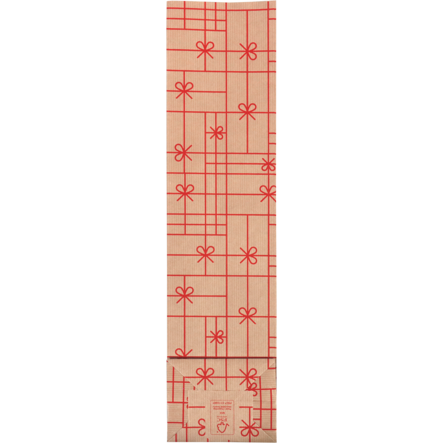 Fleszak, 10x41x8cm, Strikken, papier, bruin/rood 2