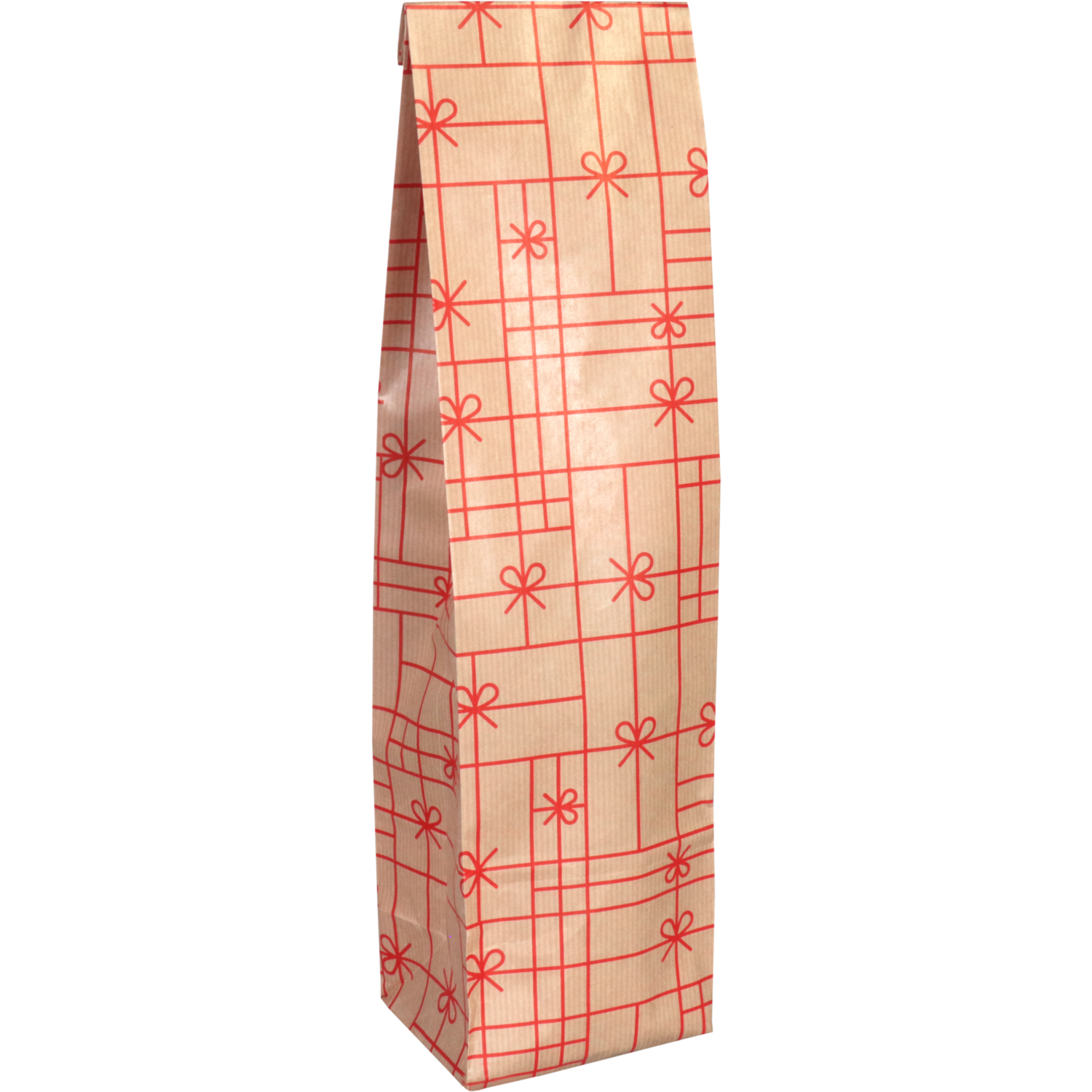 Fleszak, 10x41x8cm, Strikken, papier, bruin/rood 1