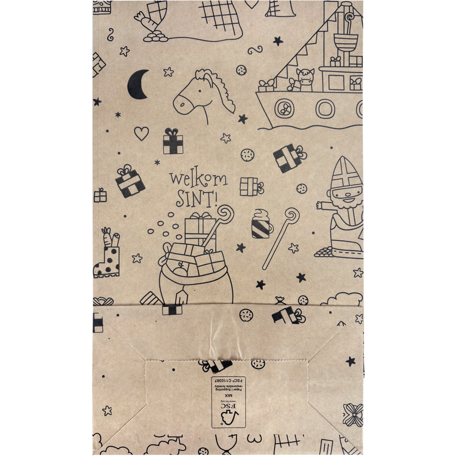 Zak, Blokbodemzak, Papier, 18/ 10x31cm, Sint, bruin 4