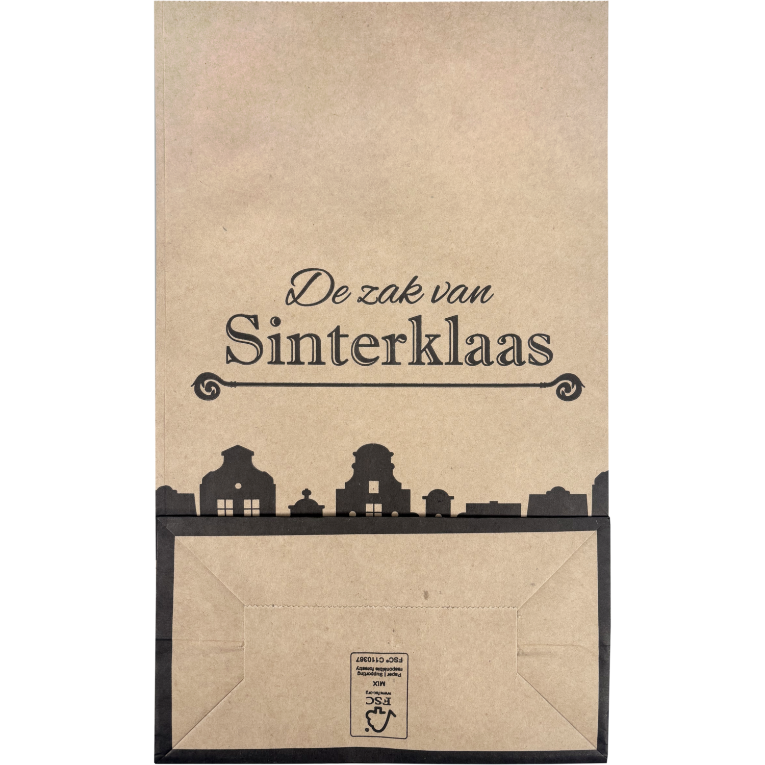 Zak, Blokbodemzak, Papier, 18/ 10x31cm, De zak van Sinterklaas, bruin 4