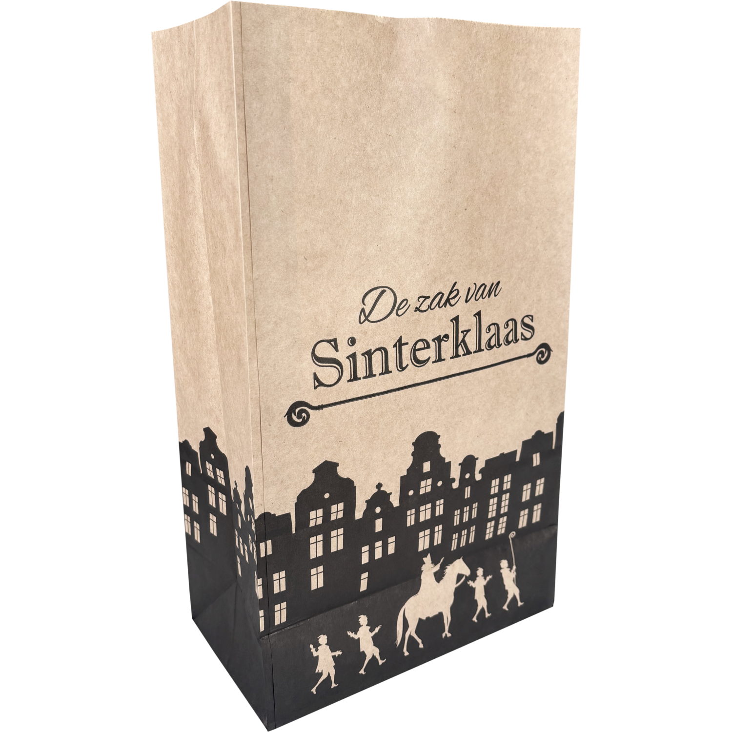 Zak, Blokbodemzak, Papier, 18/ 10x31cm, De zak van Sinterklaas, bruin 1
