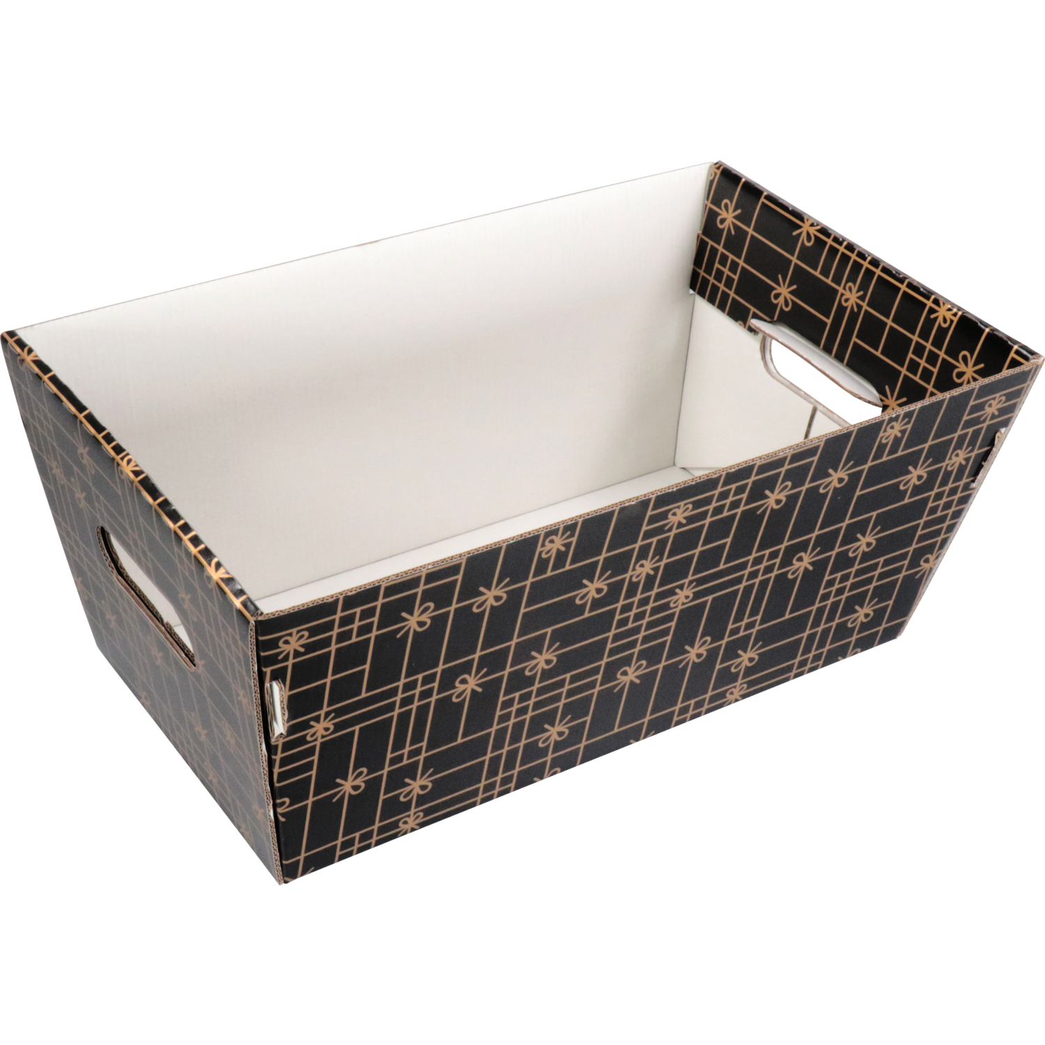 Mand, golfkarton, 366x188x175mm, 36.6x18.8x17.5cm, rechthoekig, zwart/goud 2