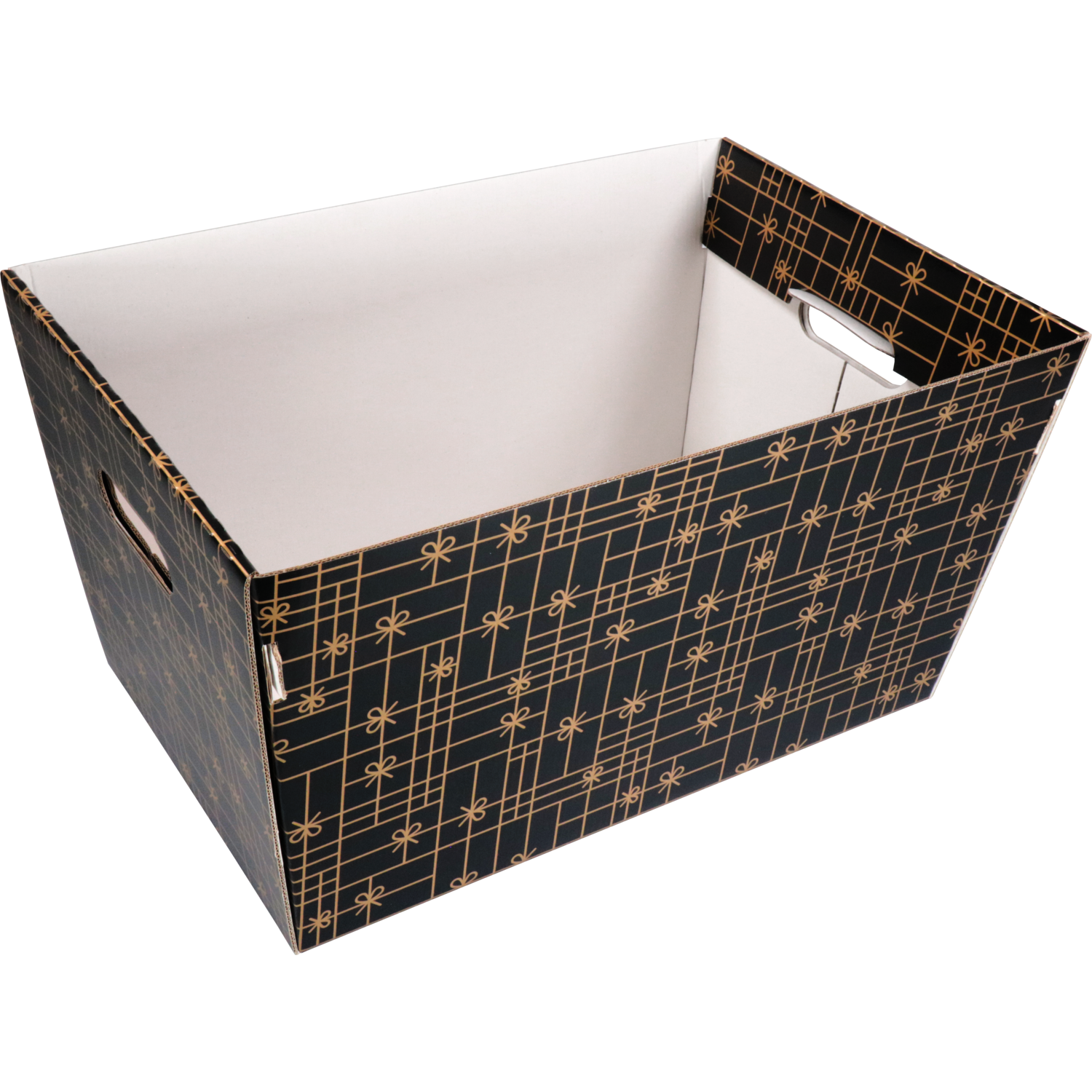 Mand, golfkarton, 432x270x258mm, 43.2x27x25.8cm, rechthoekig, zwart/goud 2