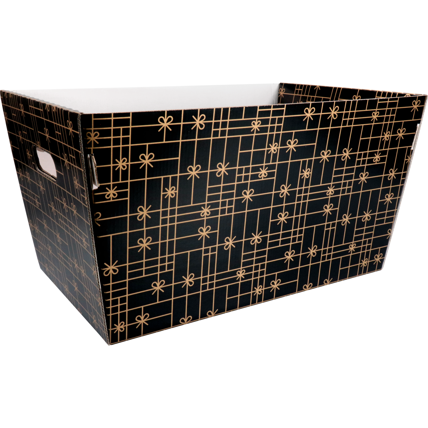 Mand, golfkarton, 432x270x258mm, 43.2x27x25.8cm, rechthoekig, zwart/goud 1