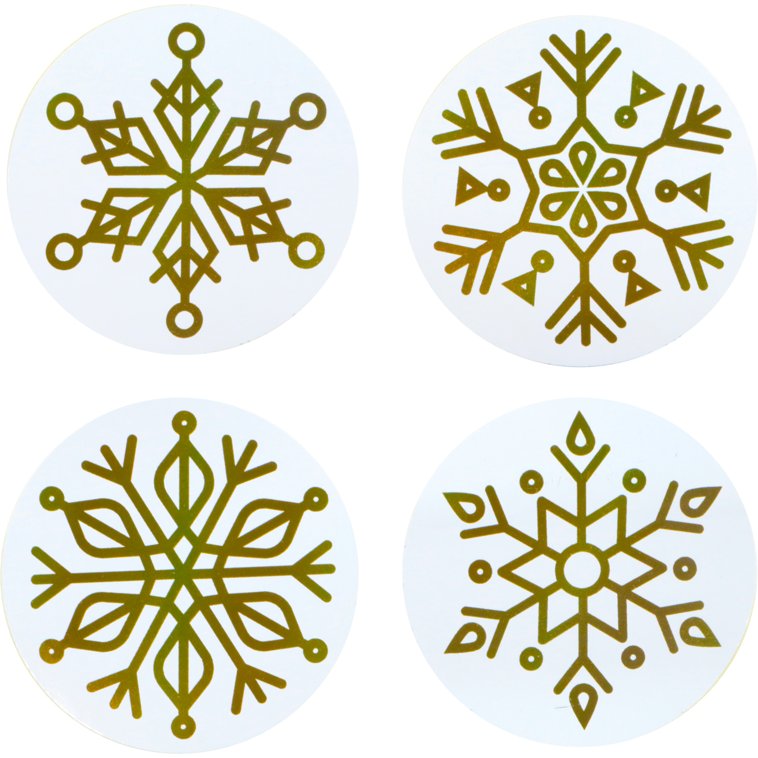 Etiket, Cadeauetiket, papier, IJskristallen, ∅45mm, wit/goud 1
