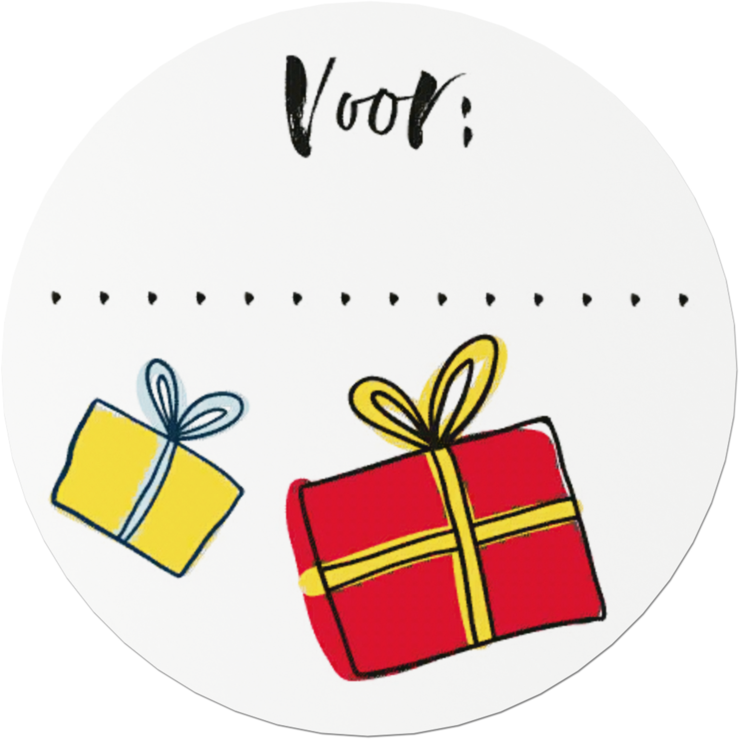 Etiket, Cadeauetiket, papier, Voor.., ∅40mm, rood/geel/wit 2
