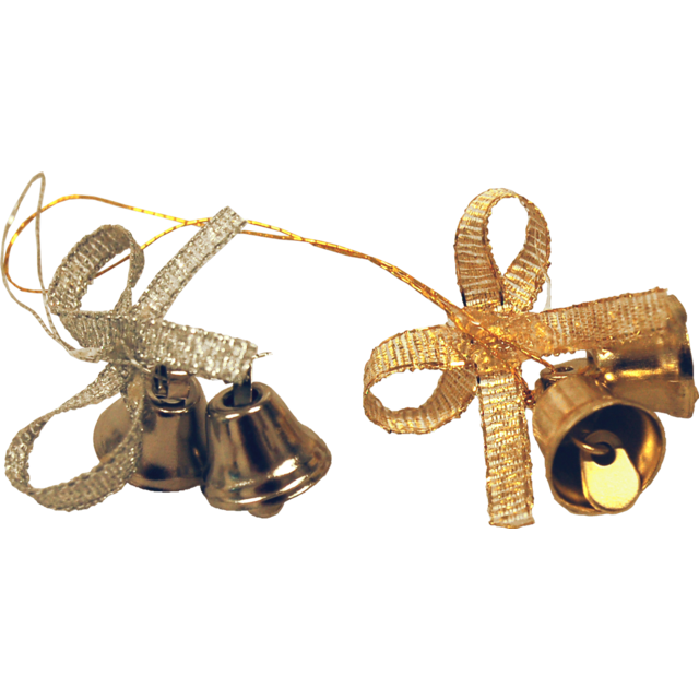 Kerstbel, met strik en koord, PP, goud 1