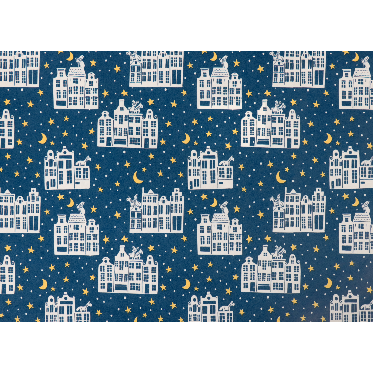 Cadeaupapier, 50cm, 200m, 80gr/m², Stille nacht, blauw/geel 2