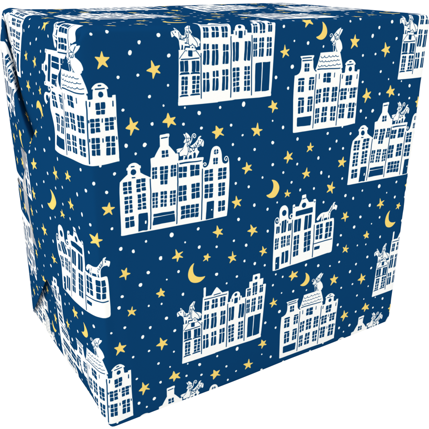 Cadeaupapier, 50cm, 200m, 80gr/m², Stille nacht, blauw/geel 1