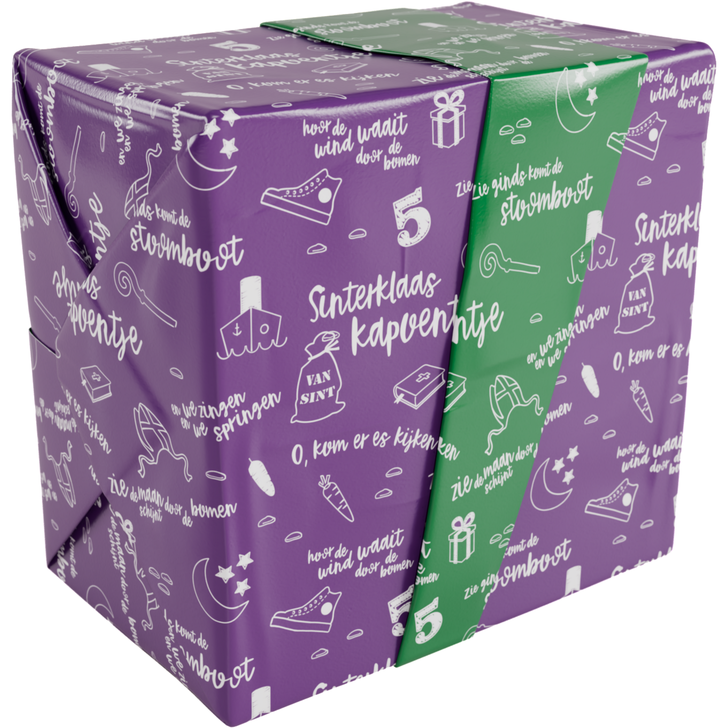 Cadeaupapier, 30cm, 200m, Kapoentje, paars/groen 1