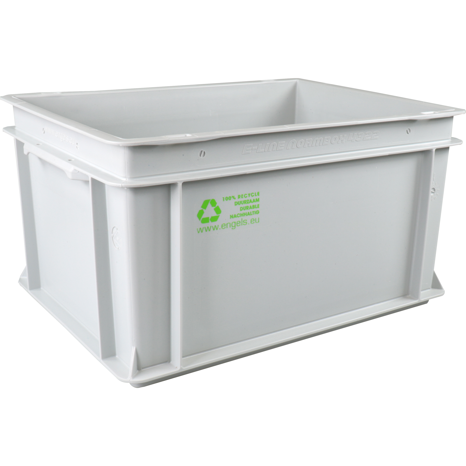 Bak, HDPE, gesloten handgreep, transportbak, 400x300x220mm, grijs 1