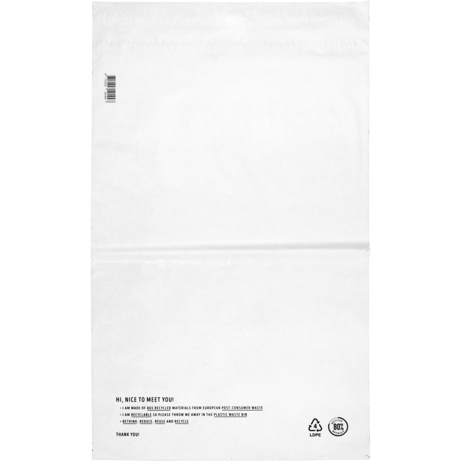 Zak, Verzendzak, Gerecycled LDPE, 36x54cm, 65my, wit 1