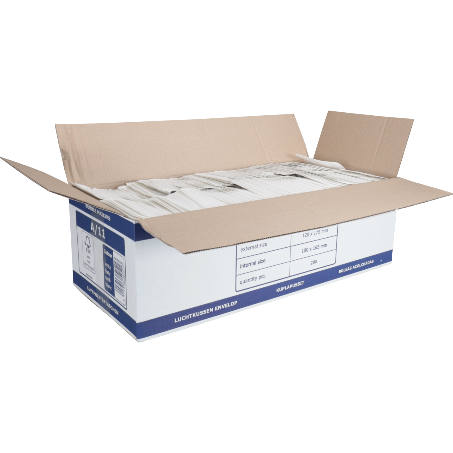 Envelop, luchtkussenenvelop, 165x110mm, A, papier + PE, wit 4