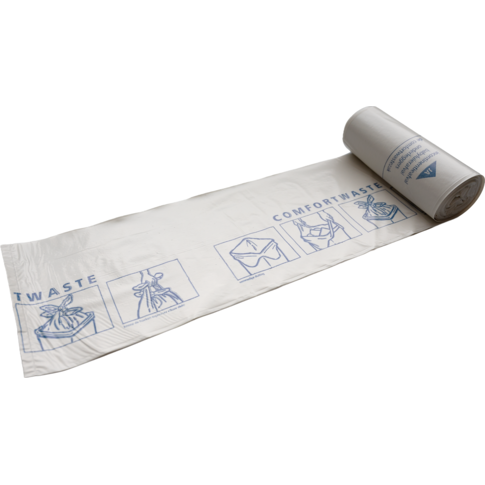 Afvalzak, comfortwaste, Gerecycled LDPE, 60x80cm, T30, wit