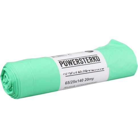 PowerSterko Afvalzak, Bioplastic o.b.v. zetmeelblend, 240l, 65/ 25x140cm, 20my, groen