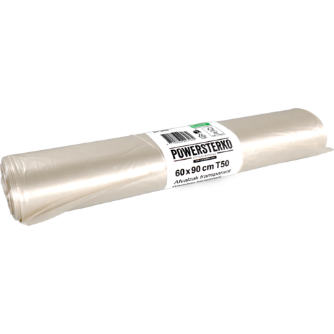 PowerSterko Afvalzak, Gerecycled LDPE, 60x90cm, T50, transparant