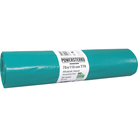 PowerSterko Afvalzak, Gerecycled LDPE, 70x110cm, T70, blauw