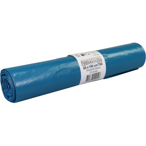 PowerSterko Afvalzak, Gerecycled LDPE, 80x100cm, T60, blauw