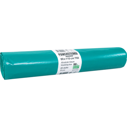 PowerSterko Afvalzak, Gerecycled LDPE, 80x110cm, T60, blauw