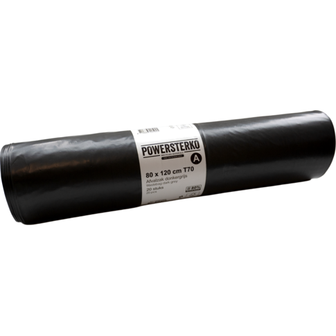 PowerSterko Afvalzak, Gerecycled LDPE, 80x120cm, T70, grijs