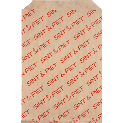 Zak, Fourniturenzak, Papier, 15x22cm, Sint & Piet, bruin/rood